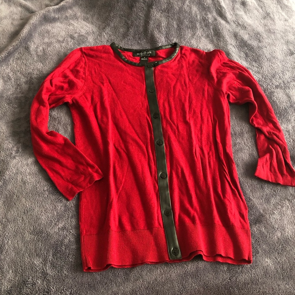 AUGUST SILK leather cardigan sweater pullover Holi